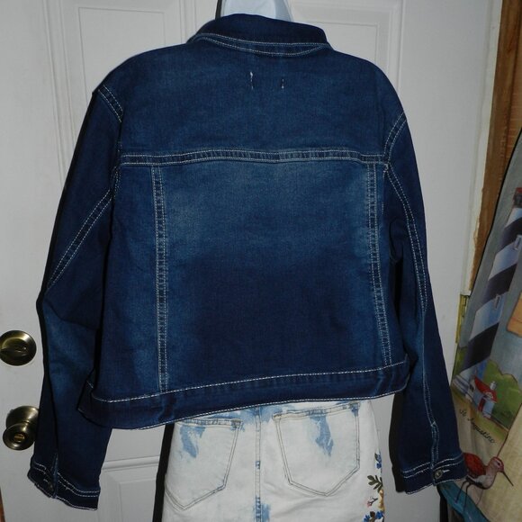 NWT 3XL Women's Embroidered Feathers Cropped Denim Jacket Copper Flash🆕⌚🏃💨🚚 - Picture 10 of 16